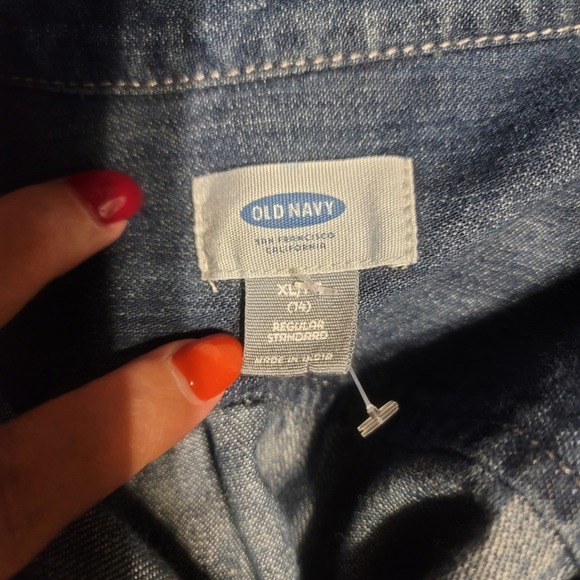 Old‎ Navy Girls XL 14 Denim Shirt Dress Button Front Long Sleeve - Picture 3 of 4